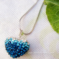 Silver Chain Necklace With heart Shamballa Pendant Necklace